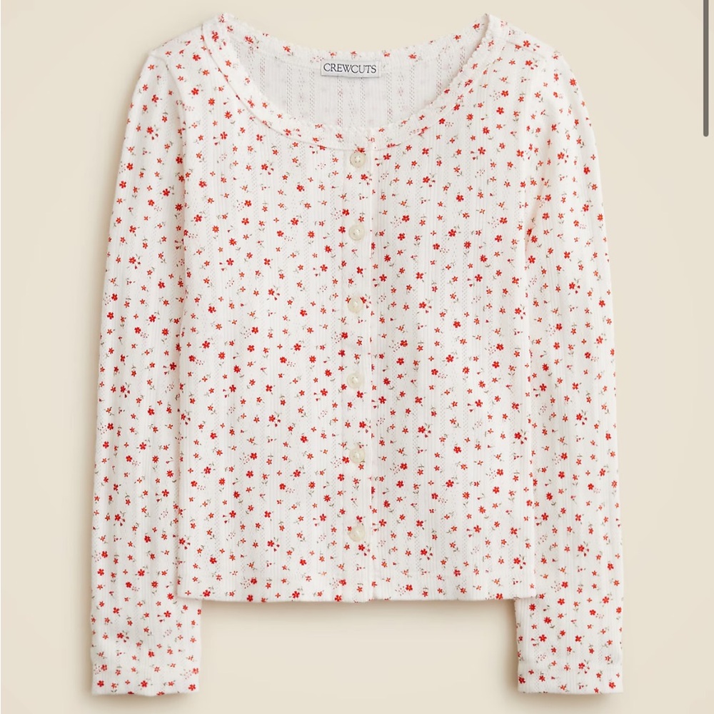 New with tags J.Crew girls pointelle-knit floral Button-Front Cardigan sweater